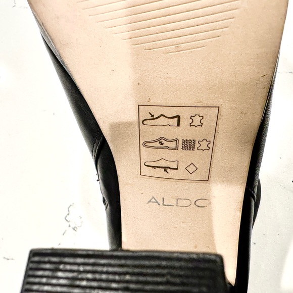 Aldo Black Genuine Leather High Block Heel Disco Ankle Boots NWOT - Picture 13 of 13